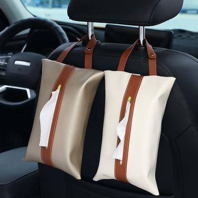 Car Tissue Box Hanging Leather Drawer Carton Seat Back Nordic Style Hanging Bag Creative Car Interior Decoration
