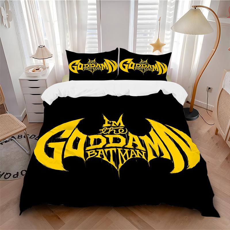 

3pcs Batman Bedding Set, Soft Polyester Duvet Cover and Pillowcases Machine Washable Seasons all suitable & Guest Room Decor307 135x200cm