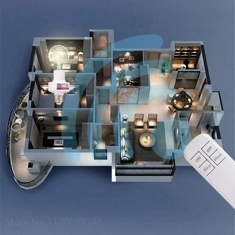 RF 433MHz Control Light Bulb Holder Adapter AC100-265V Wireless Light Switch Timing Remote Lamp Socket E27 Bulb Base Controller