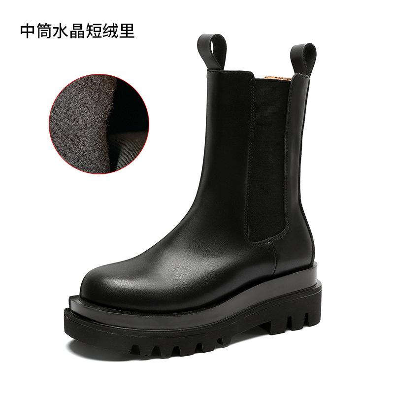 

Mona Internet celebrity same leather Chelsea boots women s 2025 autumn and winter thick-soled cigarette boots long boots Martin boots women s boots 37