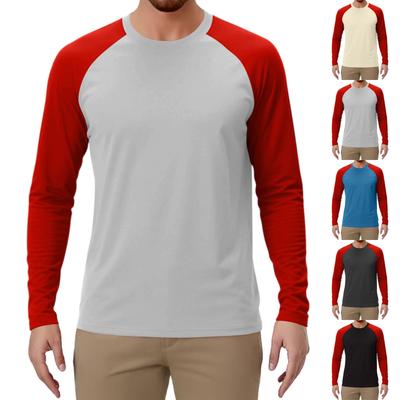 Men's Contrast Color Raglan Long Sleeve Sports Top