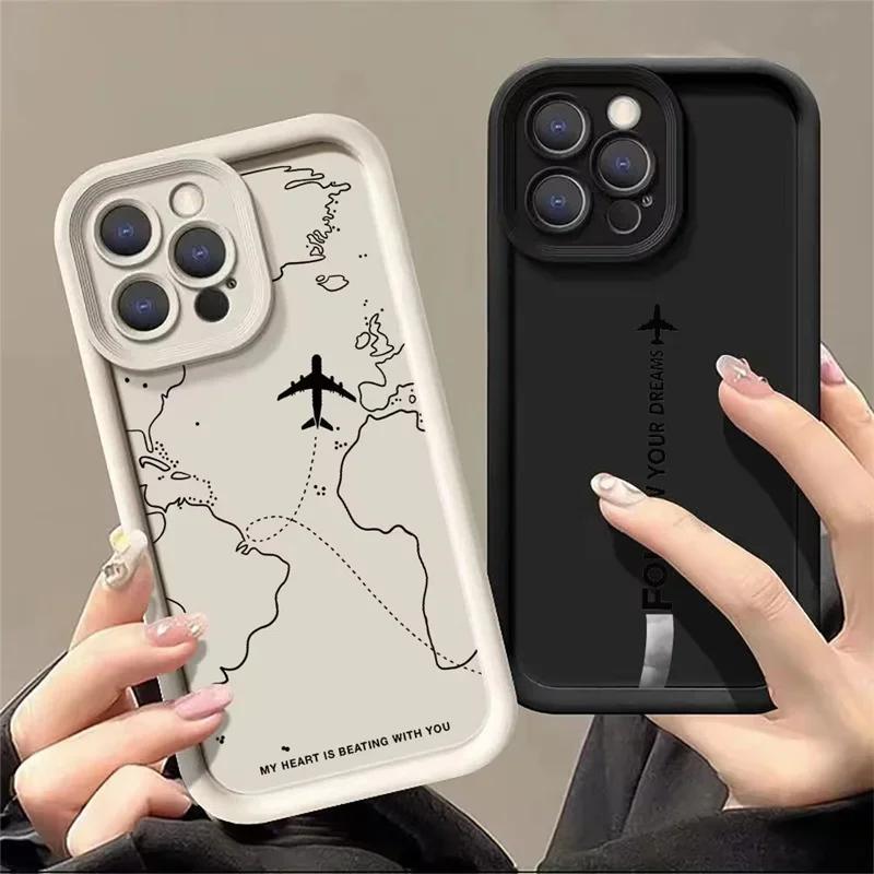 Travel-Inspired Airplane Route Case for Xiaomi Redmi Note 14 13 12 Pro Plus 5G 13 12S 12 11S 11 10 Redmi 13C 14C Anti-fall Cover