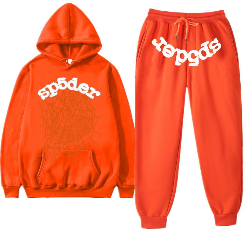 European and American Trendy Hip-hop Singer Letter Sp5der Printed Couple Sweater Men's and Women's Hoodies Sweatshirt Set