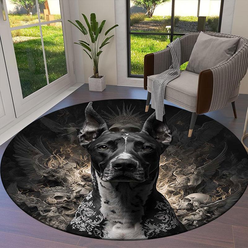 Cute and fantastical puppyRound Area Rug,Carpet Rug for Living Room Bedroom Sofa Playroom Decor,Non-slip Floor Mat