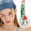 Heart Mirror Pony String Keyring _ Silver