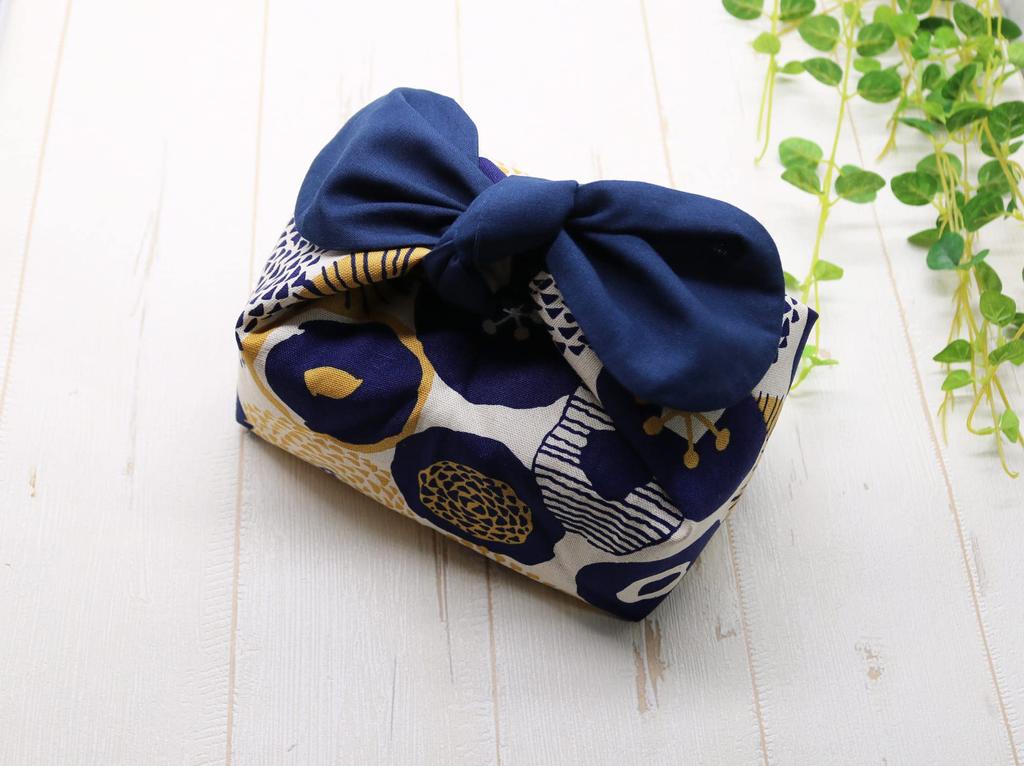 Insulated Lunch No Azuma Bag with Nordic Style Bag, Drawstring, Tie-On Type, Ribbon, (Round Flower)