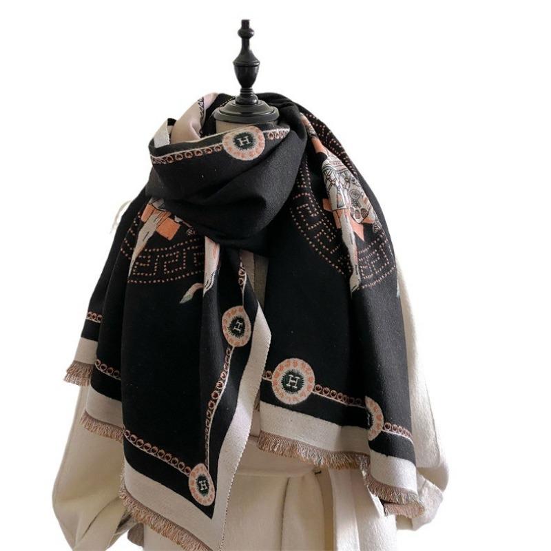 Winter versatile thickened imitation cashmere office air-conditioned room shawl with high-end trendy scarf women's senior sense