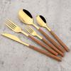3Pcs/Set Fork Spoon Chopsticks Cutlery Set Wood Handle Dinnerware Stainless Steel Tableware Western Kitchen Flatware