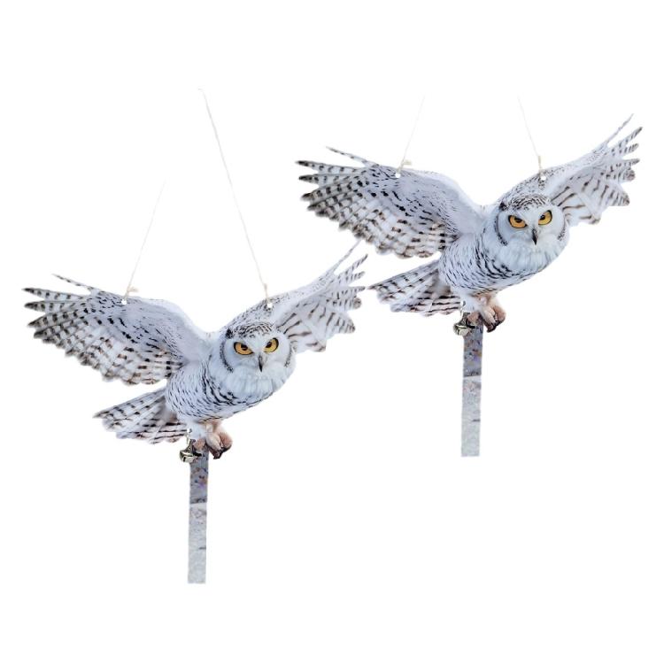 Bird Scare Owl Decors with Mirror Like Strips and Bells for Garage and Roof Defense