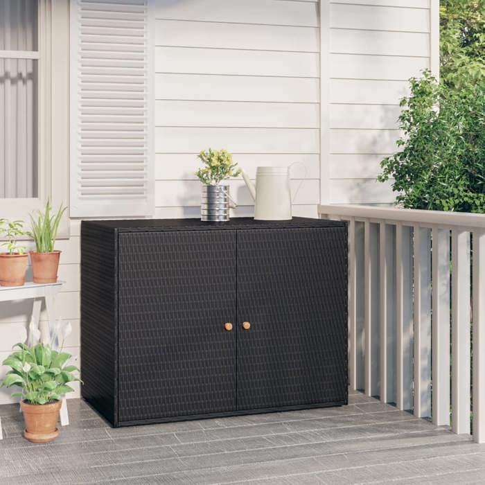 VidaXL Garden Storage Cabinet Black 100x55.5x80 Cm Woven Resin 319868