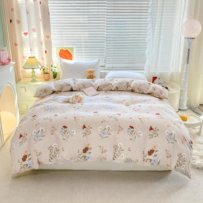 Fresh Flowers Quilt Cover 100% Cotton Zipper Duvet Cover High Quality Skin-friendly Comfortable Bedding for Kids Teens Adults