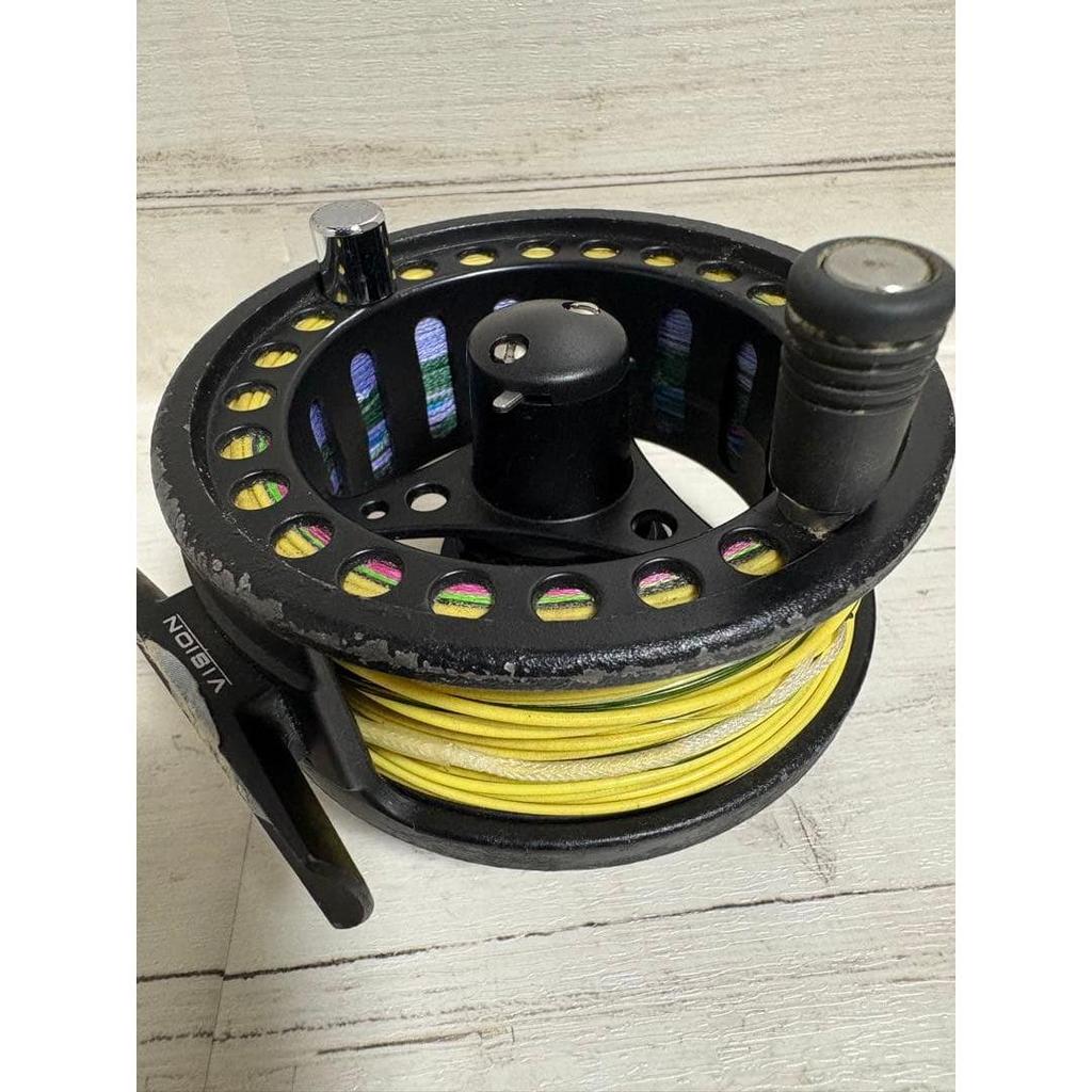 Used VISION KOMA fly reel large arbor with line and bag