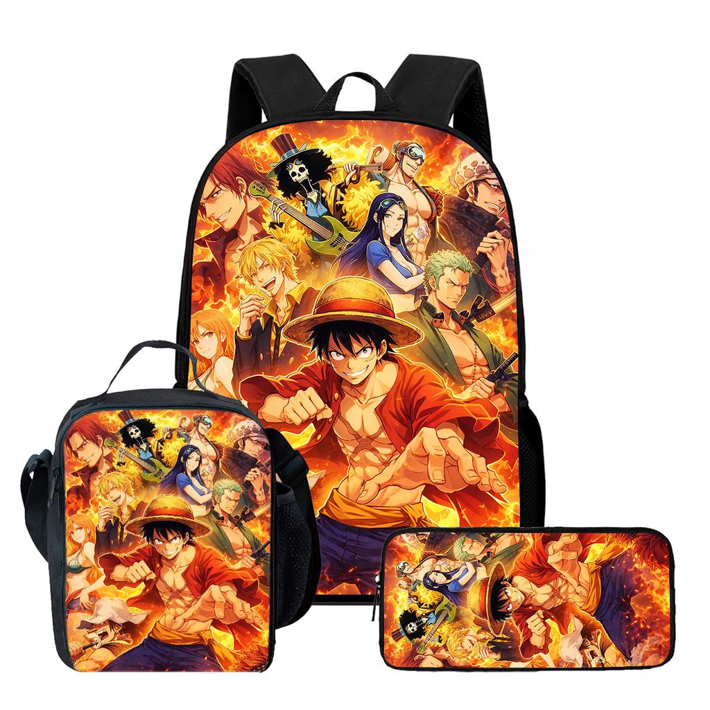 15 Inch One Piece 3-in-1 Backpack Set Unisex for Boys and Girls Age 6-10, Light Weight School Kit with Lunch Bag & Pencil Case