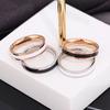 Gel-like Black & White Titanium Steel Women's Ring: Luxury Index Finger Band
