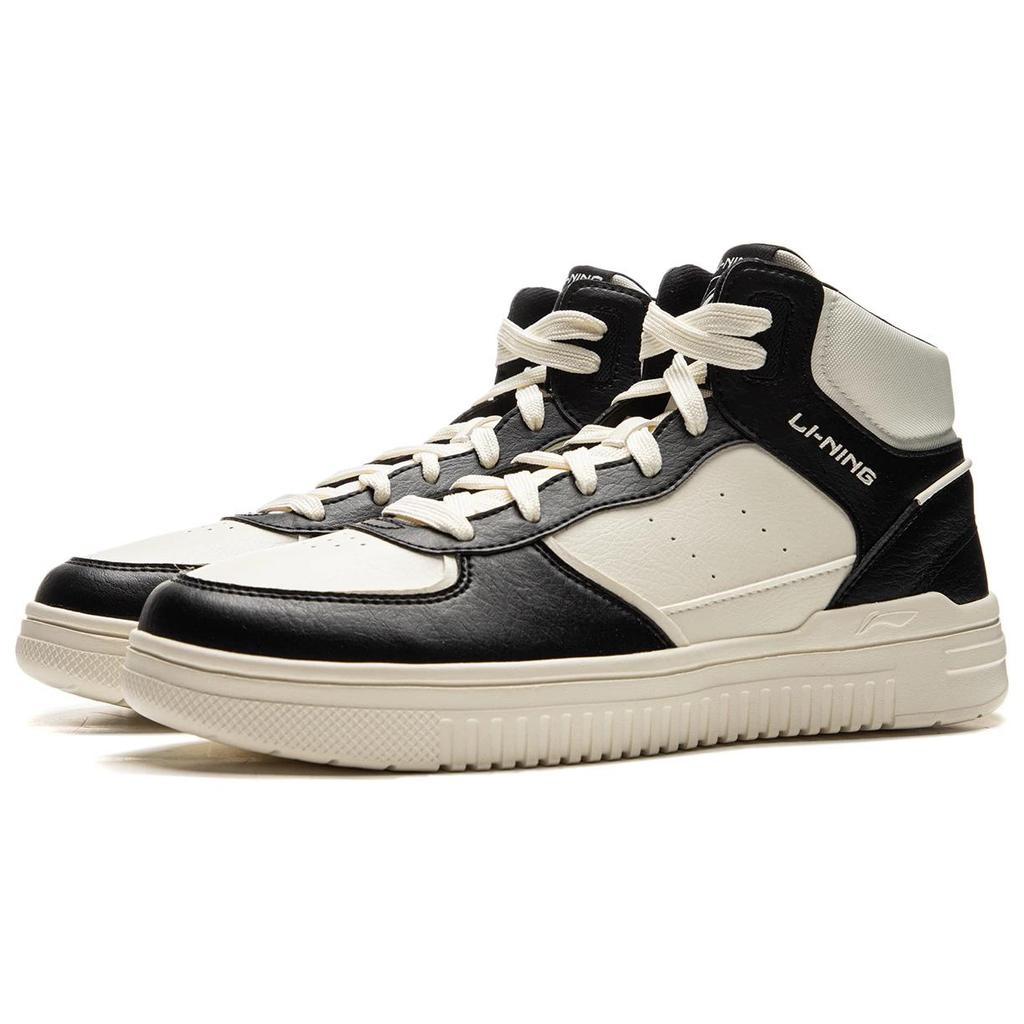New LiNing Azure Cloud HI Slip Resistant, Abrasion Resistant, Breathable High Top Skateboard Shoes Men's Black White AGCU549-4