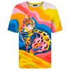 Summer Round Neck 3D Animal Cat Graphic Print Top Fashionable Casual Short Sleeved Men's T-shirts