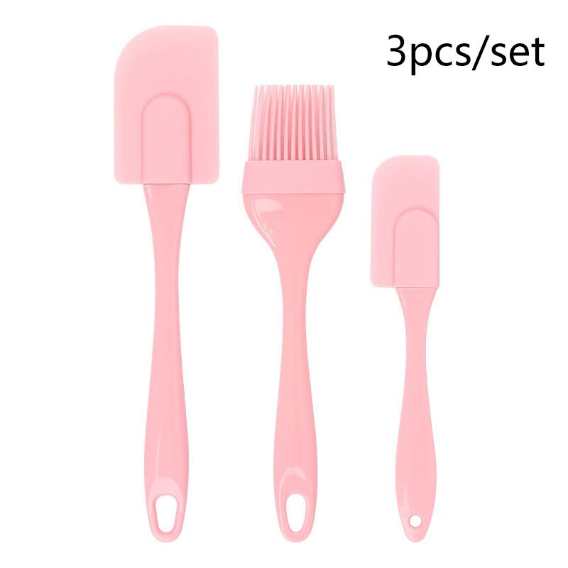 3Pcs Non-Stick Silicone Cream Scraper Bread Cake Butter Spatula Mixer Oil Brush With Pp Handle Cake Spatula Kitchen Baking Tool