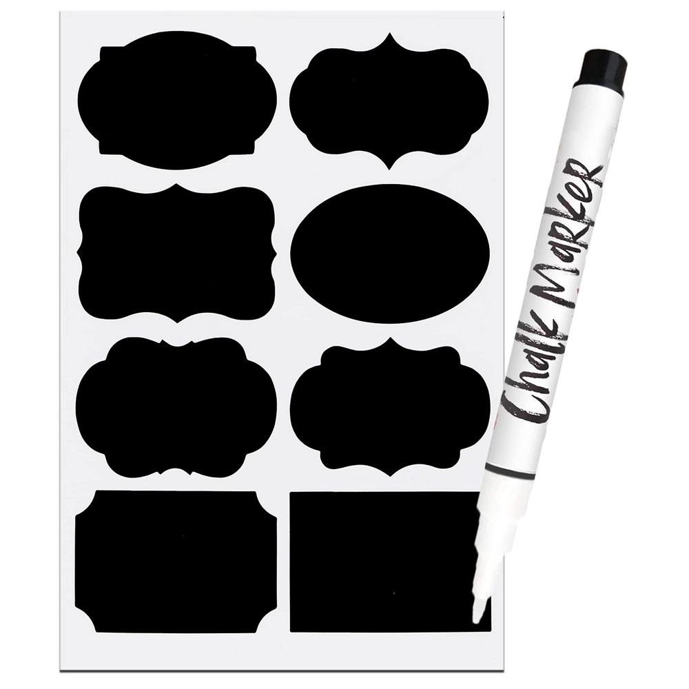 Jar Label Stickers, 64pcs - Blackboard Labels With Chalk Pen
