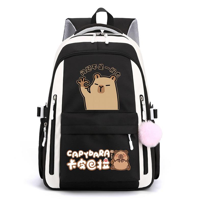 Trendy kapibara creative cartoon printing cute emoji bag for primary and secondary school students to reduce the burden of spine protection schoolbag