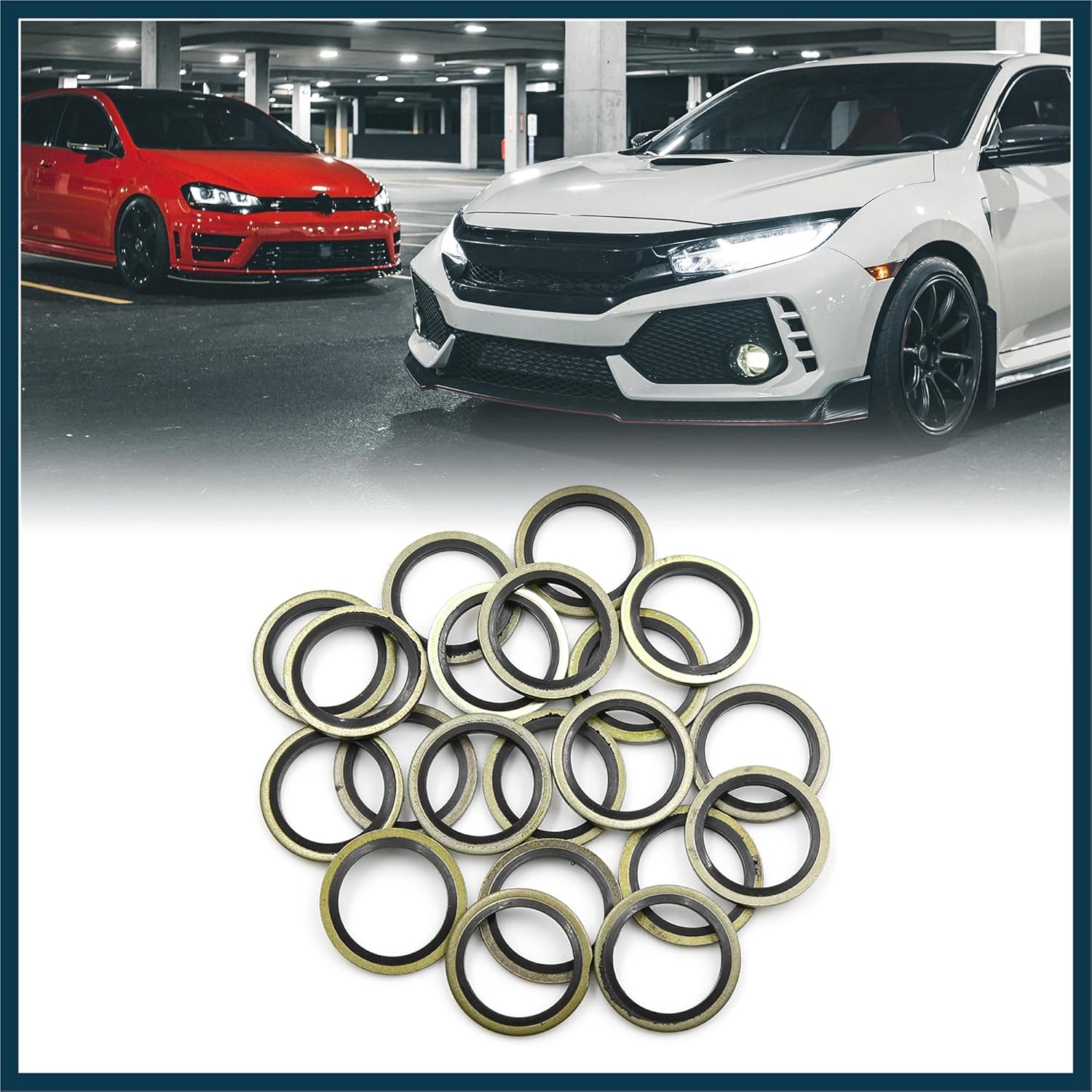20pcs Engine Oil Crush Washers Drain Plug Gaskets 20mm ID. 28mm OD. for Car Bronze Tone Automotive Parts