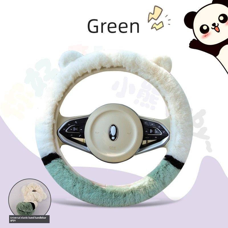 Car Steering Wheel Cover Winter Plush Cute Cartoon Car Interior Warm Thickened Non-Slip Round Wear-Resistant Handlebar Cover