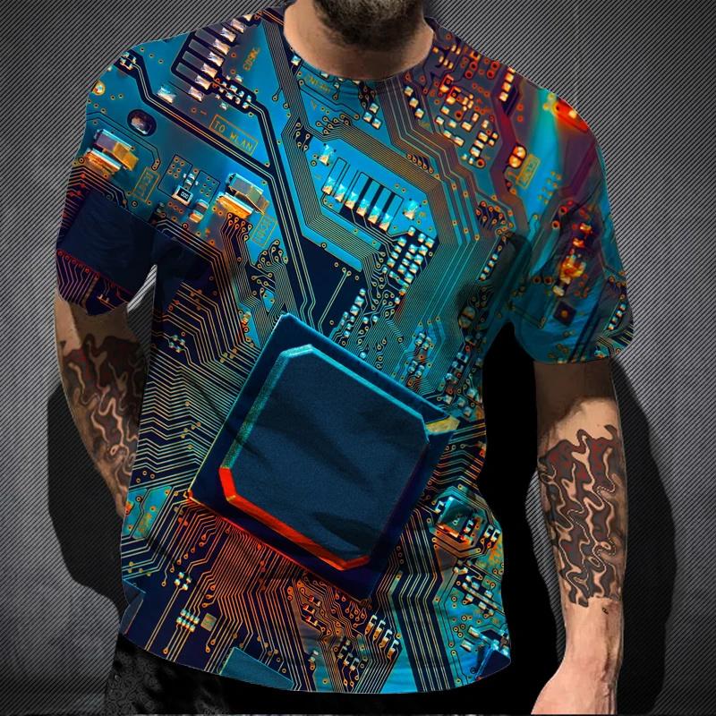 3D Printed Circuit Board Graphic T Shirt For Men Summer Fashion Harajuku T-shirt  Electronic Chip Creative Tee Shirts Women Gym