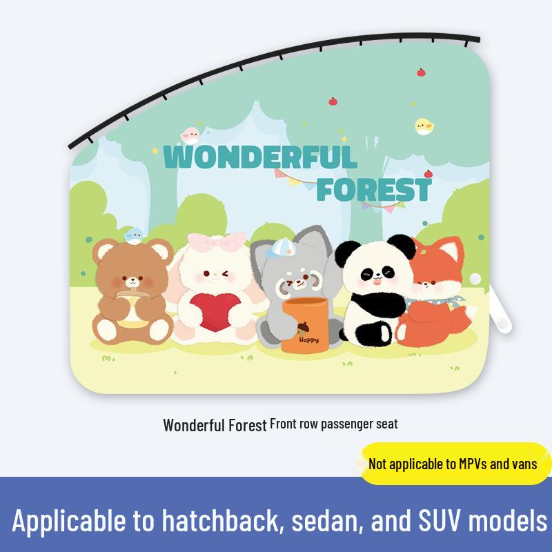 Cartoon Car Window Sun Shade: Baby Privacy Curtain with Heat Insulation & Sliding Rail Blackout