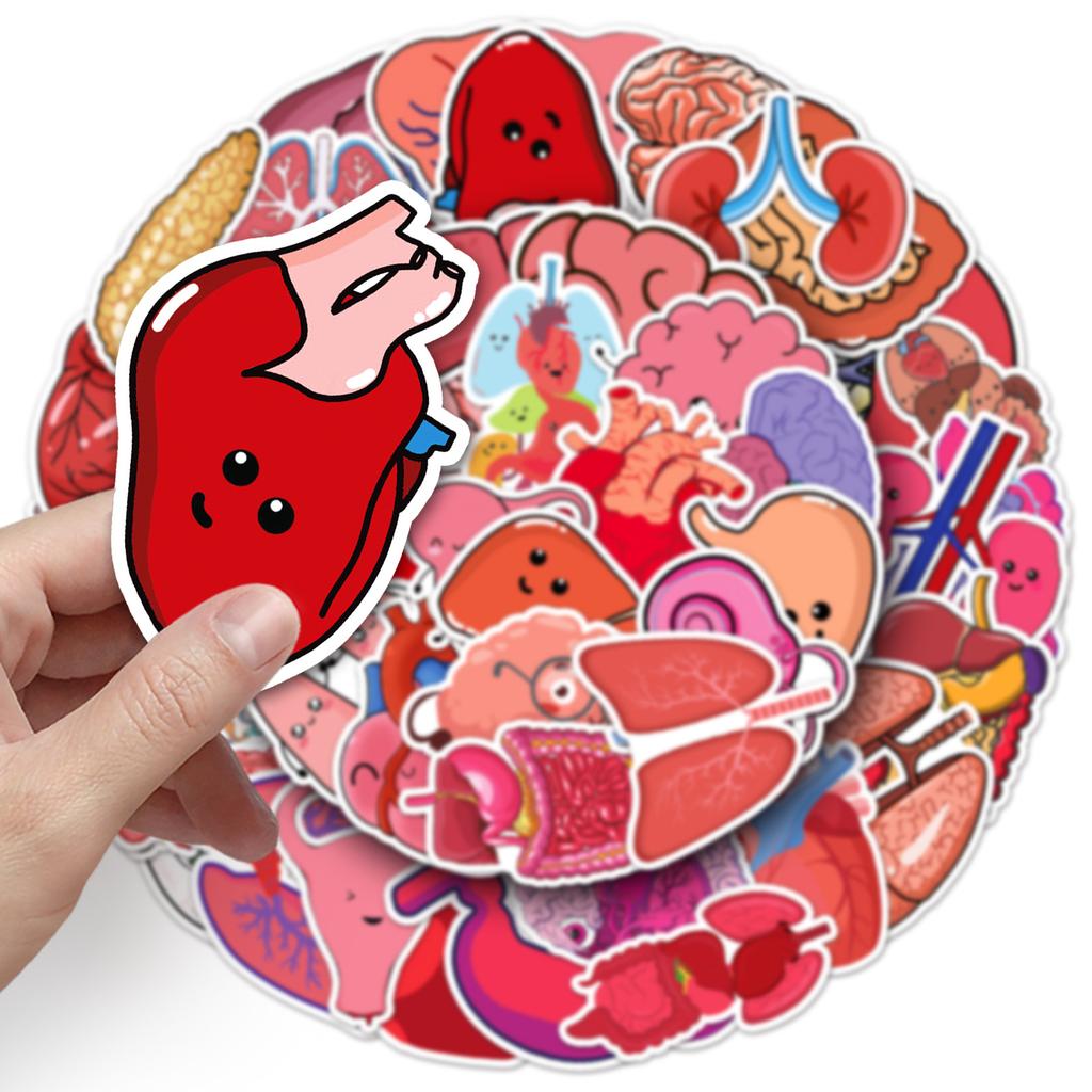 50 Human Organ Graffiti Stickers Cartoon Stickers Decorative Mobile Phone Case Suitcase Stickers