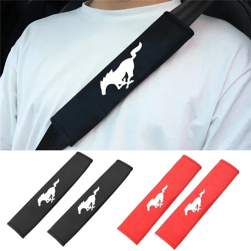 2Pcs Car Interior Accessories Auto Shoulder Pads Seat Belt Covers Case for Ford Mustang Shelby GT 350 500 Cobra 2005 2009 2015