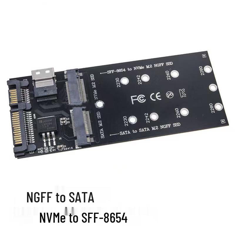 

SATA & NVMe M.2 SSD to SATA & SFF-8654 Adapter Card чорний