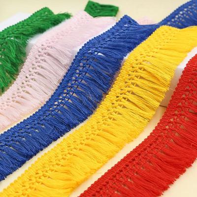 10Yards(9M) 4cm Wide Lace Trim Sewing Ribbon Tassel Fringe Cotton Dress Stage Garment Curtain Decorative Diy Material Craft Apparel