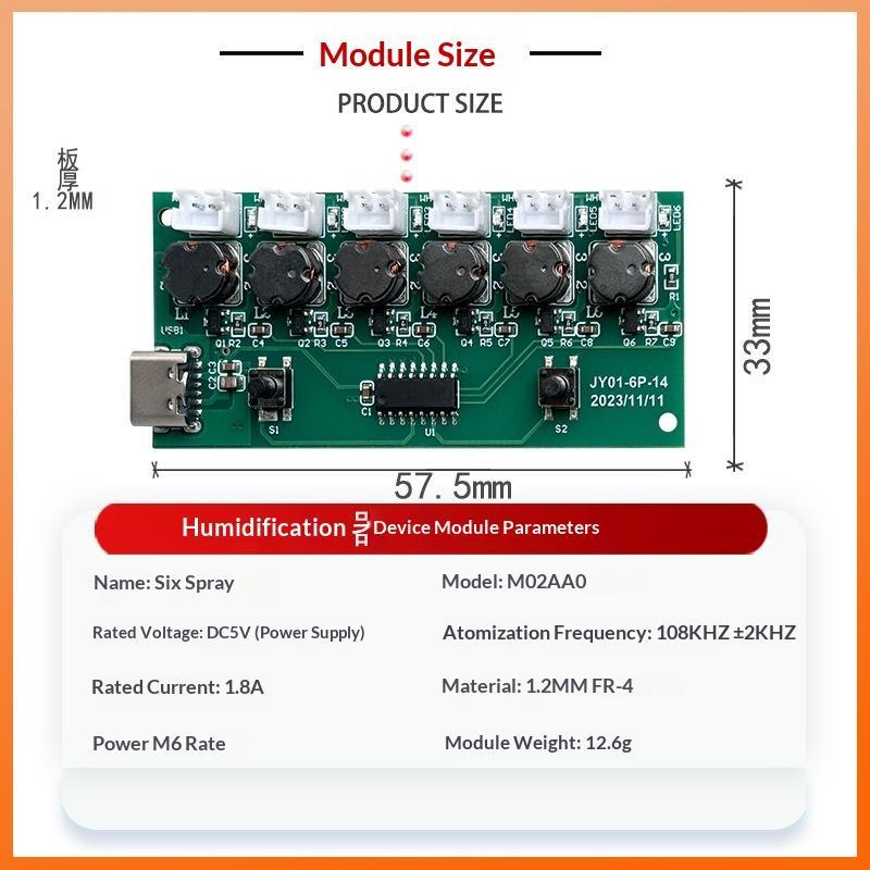 Six Spray Humidifier Usb Mini Humidifier Diy Kits Mist Maker And Driver Circuit Board Fogger Atomization Film Atomizer Sheet