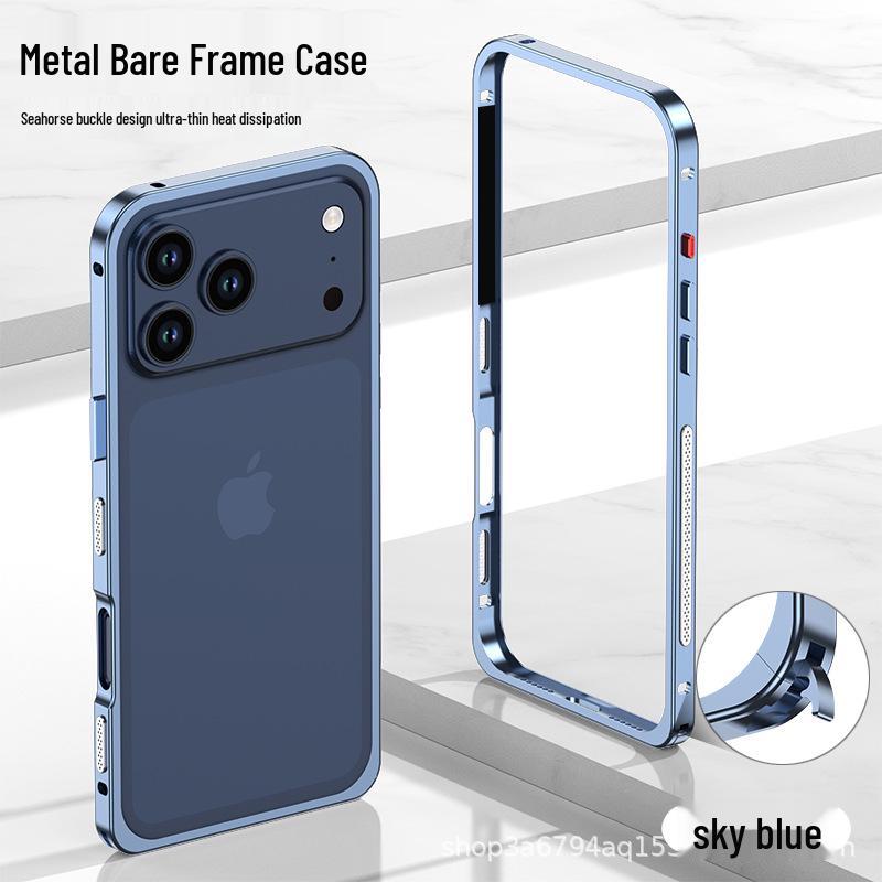 

Seahorse Buckle Metal Frame Case for iPhone 17/16/15/14 Pro Max iPhone 13 Pro Max