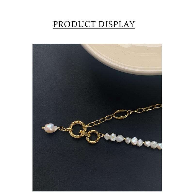 Korean Fashion Round Splicing Freshwater Pearl Clavicle Necklace For Women