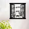 Wrought Iron Wall Art Bird Floral Window Design Metal Hanging Decor for Indoor Outdoor Garden Living Room Bedroom Gift