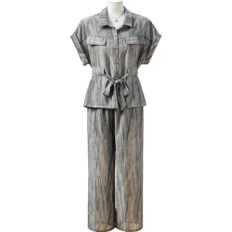 Casual Lapel Short Sleeve Two-Piece Set: 2026 Fashion Slimming Suit for Women