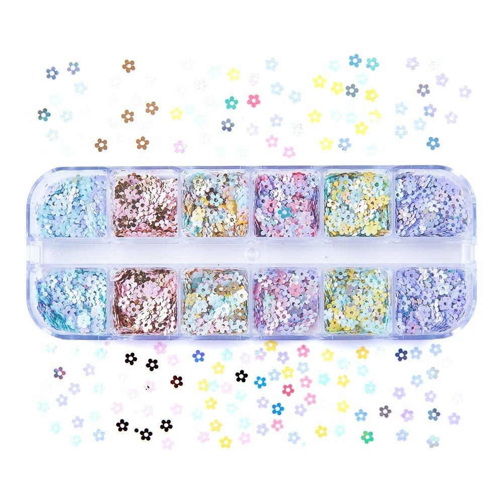 Laser Shiny Nail Glitter Flakes 12-Grid Nail Decoration Accessories  French Manicure