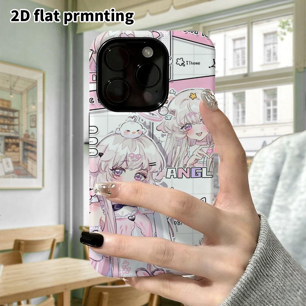 Phone Case: 2D flat, suitable for iPhone 18, 17, 16, 15, 14, 13, 12Pro protective case, anime girl, perfect Christmas and Halloween holiday gift