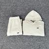 Trendy Devil's Island Hooded Sweatshirt and Pants Set for Men and Women - Casual, Loose-Fit, Fashion-Print Letter Design.