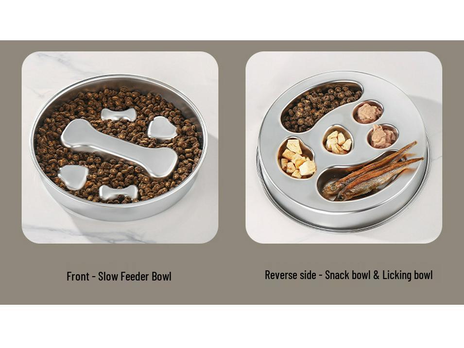 Stainless Steel Non-Slip Slow Feeder Pet Bowl for Cats & Dogs
