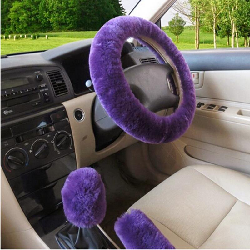 Soft Wool Steering Car Wheel Handbrake Accessory Winter Warm Automotive Interior Cover