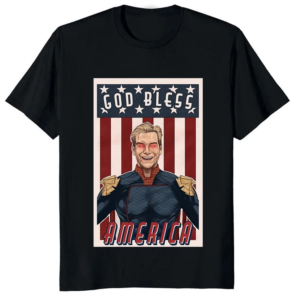 

The Boys Homelander God Bless America Пропагандистский Графический Оверсайз Уличная Одежда Поп-Рок Концерт Фан-Мерч Футболка 4XL