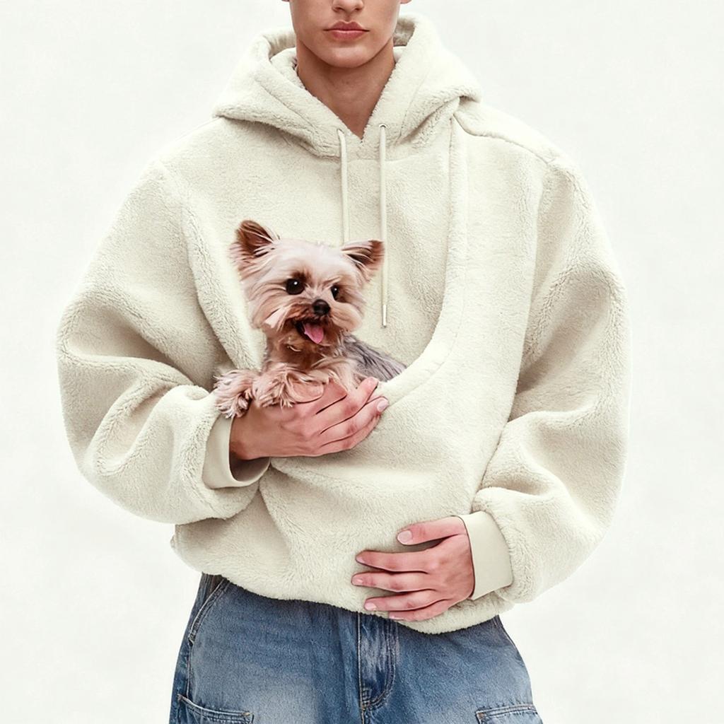 Pocket Style Pet In One Double-sided Plush Loose Fitting Hooded Sweatshirt For Both Men And Women