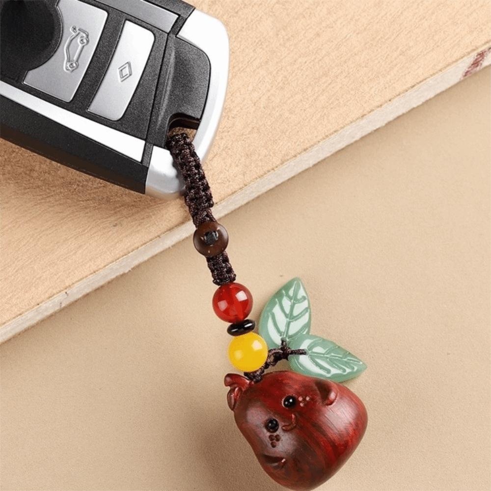 Cartoon Bag Pendant Sandalwood Chinese Style Key Ring Creative Wood Phone Chain Unisex