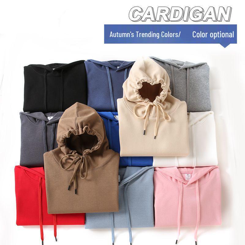 Unisex Long Sleeve Hooded Sweatshirt 350g Cotton Silk Blend Drop Shoulder Women's Blank Edition