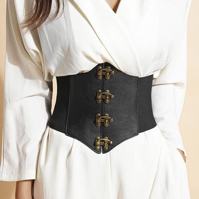 Šaty z umělé kůže Korzet Opasek Design se širokým okrajem Elastický pas Retro styl Dámské Nastavitelný korzet v pase Cincher