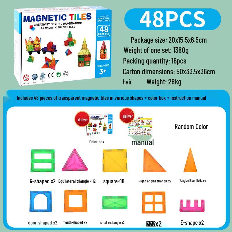 Colorful Stained Glass Magnetic Building Blocks for Children - Strong Magnetic Toy Pieces