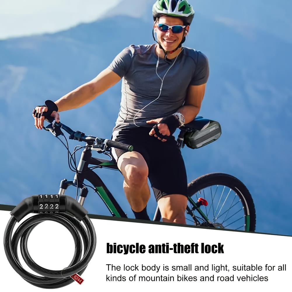 4-Digit Bicycle Password Lock, Anti-Theft Portable Bike Lock, Suitable for Mountain And Road Bikes
