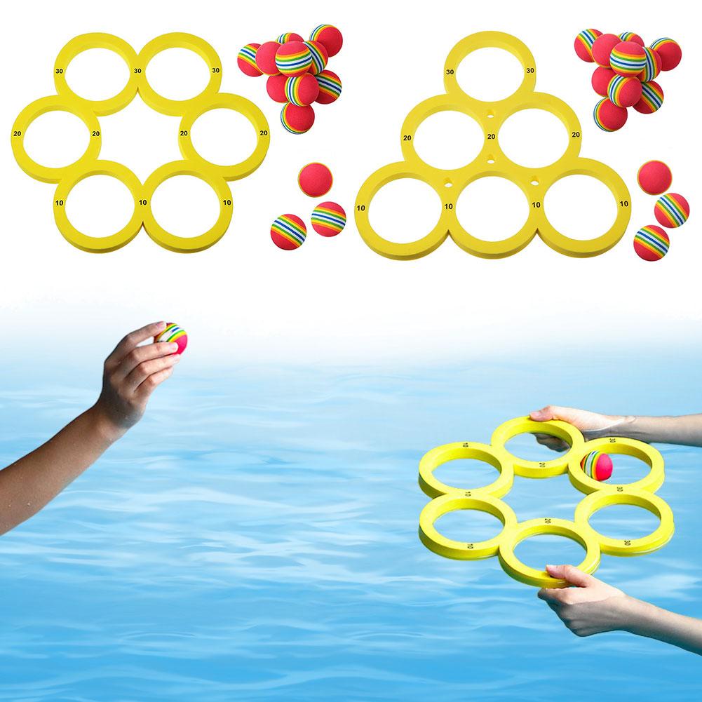 Swim Pool Toys Games Set with 10 Balls EVA Throwing Circle Water Sports Toys Floating Pool Water Toys for Kids Adults Water Game