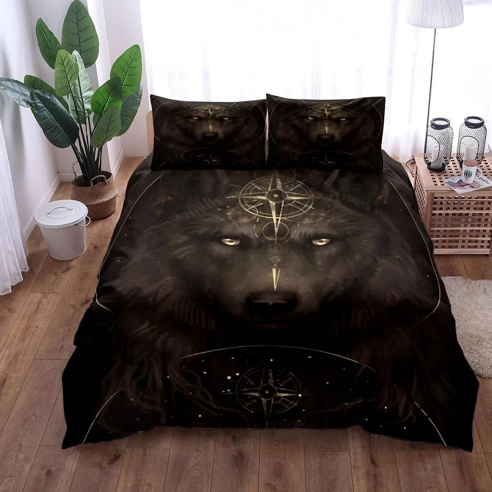 Indian Bohemian Dreamcatcher Wolf Brown Bedding Set King Queen Double Full Twin Single Size Bed Linen Set